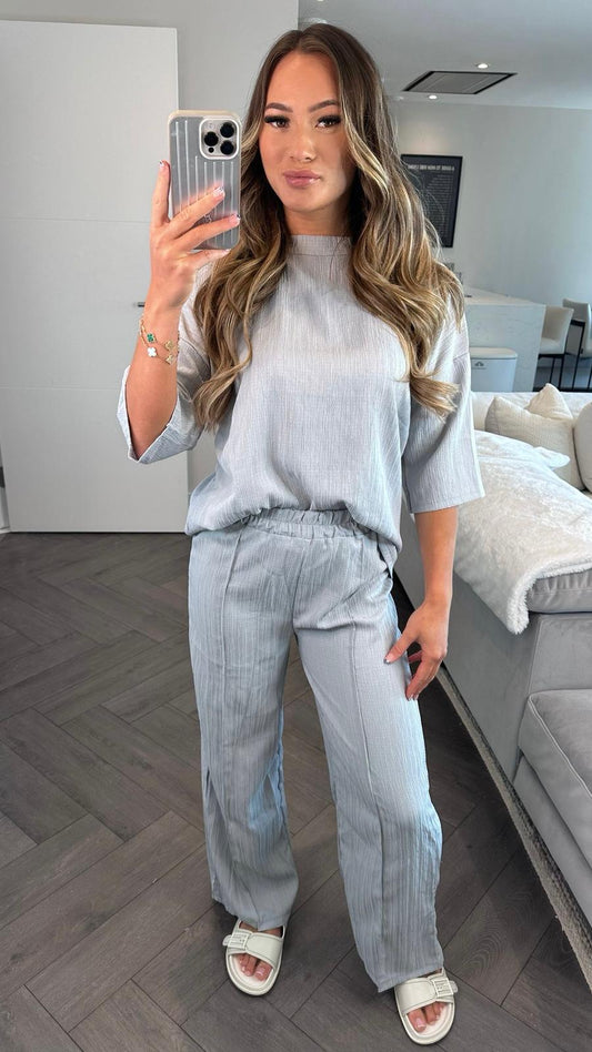 ‘Hazel’ Grey Short Sleeve Loungesuit Co-ord