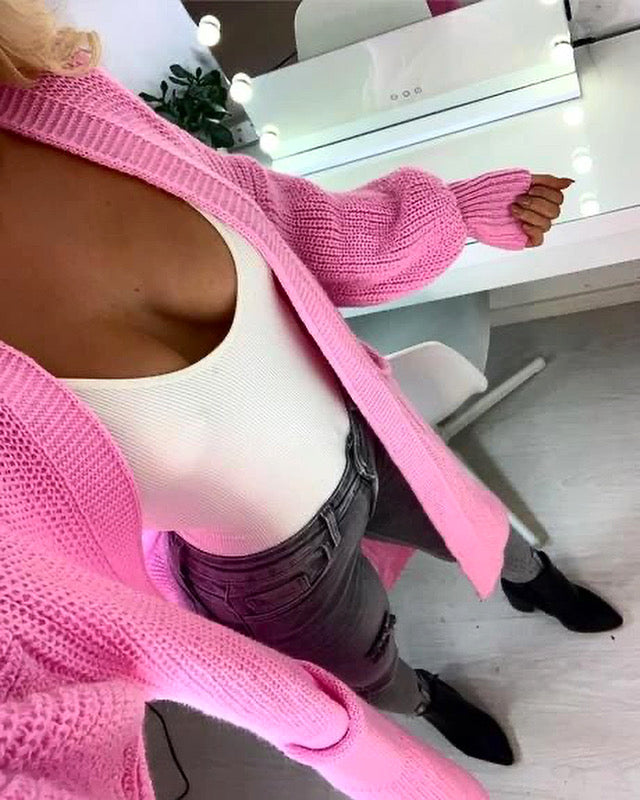 Bubblegum pink cardigan best sale